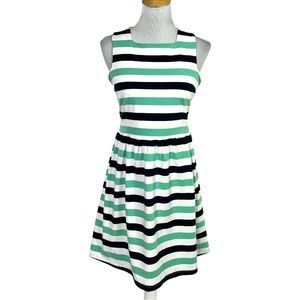 Duffield Lane Striped Mini Dress - Black, White, Green